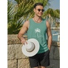 COOFANDY Mens Beach Tank Tops Summer Cotton Sleeveless Graphic T Shirts Palm Tree Casual Vacation Muscle Tank(Grey Green-coconut Tree)