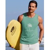 COOFANDY Mens Beach Tank Tops Summer Cotton Sleeveless Graphic T Shirts Palm Tree Casual Vacation Muscle Tank(Grey Green-coconut Tree)