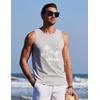 COOFANDY Mens Beach Tank Tops Summer Cotton Sleeveless Graphic T Shirts Palm Tree Casual Vacation Muscle Tank(Light Grey)