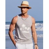 COOFANDY Mens Beach Tank Tops Summer Cotton Sleeveless Graphic T Shirts Palm Tree Casual Vacation Muscle Tank(Light Grey)