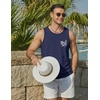 COOFANDY Mens Beach Tank Tops Summer Cotton Sleeveless Graphic T Shirts Palm Tree Casual Vacation Muscle Tank(Navy Blue)