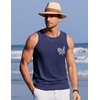 COOFANDY Mens Beach Tank Tops Summer Cotton Sleeveless Graphic T Shirts Palm Tree Casual Vacation Muscle Tank(Navy Blue)