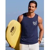 COOFANDY Mens Beach Tank Tops Summer Cotton Sleeveless Graphic T Shirts Palm Tree Casual Vacation Muscle Tank(Navy Blue)