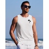 COOFANDY Mens Beach Tank Tops Summer Cotton Sleeveless Graphic T Shirts Palm Tree Casual Vacation Muscle Tank(White-coconut Tree)