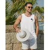 COOFANDY Mens Beach Tank Tops Summer Cotton Sleeveless Graphic T Shirts Palm Tree Casual Vacation Muscle Tank(White-coconut Tree)