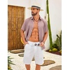 COOFANDY Mens Casual Button Down Shirt Short Sleeve Lightweight Summer Beach Shirts Textured Linen Shirt(Pink)