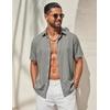 COOFANDY Mens Casual Button Down Shirt Short Sleeve Lightweight Summer Beach Shirts Textured Linen Shirt(Sage Green)