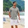 COOFANDY Mens Casual Button Down Shirt Short Sleeve Lightweight Summer Beach Shirts Textured Linen Shirt(Sage Green)