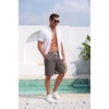 COOFANDY Men’s Casual Cotton Linen Shorts Elastic Waist Drawstring Shorts Summer Beach Vacation(Dark Grey)