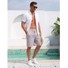 COOFANDY Men’s Casual Cotton Linen Shorts Elastic Waist Drawstring Shorts Summer Beach Vacation(Light Grey)