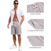 COOFANDY Men’s Casual Cotton Linen Shorts Elastic Waist Drawstring Shorts Summer Beach Vacation(Light Grey)