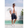COOFANDY Men’s Casual Cotton Linen Shorts Elastic Waist Drawstring Shorts Summer Beach Vacation(Navy Blue)