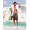 COOFANDY Men’s Casual Cotton Linen Shorts Elastic Waist Drawstring Shorts Summer Beach Vacation(Olive Green)