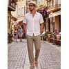 COOFANDY Mens Cotton Linen Pants Casual Drawstring Summer Beach Pants Lightweight Linen Dress Trousers(Nomad)