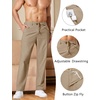 COOFANDY Men’s Cotton Linen Pants [Relaxed Fit] Casual Drawstring Dress Pants Beach Summer Lightweight Trousers(Dark Khaki)