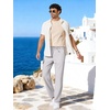 COOFANDY Men’s Cotton Linen Pants [Relaxed Fit] Casual Drawstring Dress Pants Beach Summer Lightweight Trousers(Light Grey)