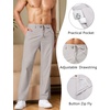 COOFANDY Men’s Cotton Linen Pants [Relaxed Fit] Casual Drawstring Dress Pants Beach Summer Lightweight Trousers(Light Grey)
