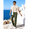 COOFANDY Men’s Cotton Linen Pants [Relaxed Fit] Casual Drawstring Dress Pants Beach Summer Lightweight Trousers(Olive Green)