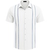COOFANDY Men’s Cuban Guayabera Shirt Short Sleeve Button Down Shirts Casual Summer Beach Linen Shirts(White-blue Webbing)