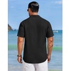 COOFANDY Men’s Cuban Guayabera Shirts Button Down Short Sleeve Shirt Casual Linen Summer Beach Shirts(Black)