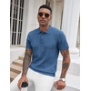 COOFANDY Mens Knit Polo Shirts Short Sleeve Ribbed Textured Polo Shirt Lightweight Casual Golf Shirts Collared T Shirt(Denim Blue)