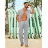 COOFANDY Men’s Linen Sets 2 Piece Beach Outfit Casual Short Sleeve Button Down Shirts Loose Pants Summer Vacation Outfits(Light Gray)