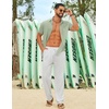 COOFANDY Men’s Linen Sets 2 Piece Beach Outfit Casual Short Sleeve Button Down Shirts Loose Pants Summer Vacation Outfits(Light Green Shirt/White Pants)