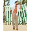 COOFANDY Men’s Linen Sets 2 Piece Beach Outfit Casual Short Sleeve Button Down Shirts Loose Pants Summer Vacation Outfits(White Shirt/Khaki Pants)