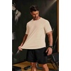COOFANDY Mens Muscle T Shirts Short Sleeve Slim Fit Tshirts Gym Workout Athletic Crewneck Shirt(Beige)