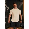 COOFANDY Mens Muscle T Shirts Short Sleeve Slim Fit Tshirts Gym Workout Athletic Crewneck Shirt(Beige)
