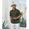 COOFANDY Mens Polo Shirt Casual Short Sleeve Textured Knit Button Polo T-Shirts Summer Vacation Stretchy Golf Shirts(Army Green)