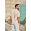 COOFANDY Mens Polo Shirt Casual Short Sleeve Textured Knit Button Polo T-Shirts Summer Vacation Stretchy Golf Shirts(Beige)