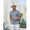 COOFANDY Mens Polo Shirt Casual Short Sleeve Textured Knit Button Polo T-Shirts Summer Vacation Stretchy Golf Shirts(Gray Blue)
