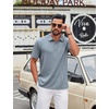 COOFANDY Mens Polo Shirt Casual Short Sleeve Textured Knit Button Polo T-Shirts Summer Vacation Stretchy Golf Shirts(Gray Blue)