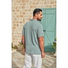 COOFANDY Mens Polo Shirt Casual Short Sleeve Textured Knit Button Polo T-Shirts Summer Vacation Stretchy Golf Shirts(Gray Green)