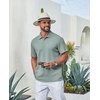 COOFANDY Mens Polo Shirt Casual Short Sleeve Textured Knit Button Polo T-Shirts Summer Vacation Stretchy Golf Shirts(Gray Green)