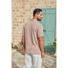 COOFANDY Mens Polo Shirt Casual Short Sleeve Textured Knit Button Polo T-Shirts Summer Vacation Stretchy Golf Shirts(Khaki)