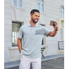 COOFANDY Mens Polo Shirt Casual Short Sleeve Textured Knit Button Polo T-Shirts Summer Vacation Stretchy Golf Shirts(Light Blue)