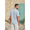 COOFANDY Mens Polo Shirt Casual Short Sleeve Textured Knit Button Polo T-Shirts Summer Vacation Stretchy Golf Shirts(Light Blue)