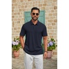 COOFANDY Mens Polo Shirt Casual Short Sleeve Textured Knit Button Polo T-Shirts Summer Vacation Stretchy Golf Shirts(Navy Blue)