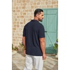 COOFANDY Mens Polo Shirt Casual Short Sleeve Textured Knit Button Polo T-Shirts Summer Vacation Stretchy Golf Shirts(Navy Blue)
