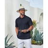 COOFANDY Mens Polo Shirt Casual Short Sleeve Textured Knit Button Polo T-Shirts Summer Vacation Stretchy Golf Shirts(Navy Blue)