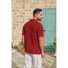COOFANDY Mens Polo Shirt Casual Short Sleeve Textured Knit Button Polo T-Shirts Summer Vacation Stretchy Golf Shirts(Red)