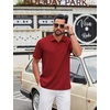 COOFANDY Mens Polo Shirt Casual Short Sleeve Textured Knit Button Polo T-Shirts Summer Vacation Stretchy Golf Shirts(Red)