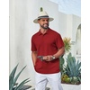 COOFANDY Mens Polo Shirt Casual Short Sleeve Textured Knit Button Polo T-Shirts Summer Vacation Stretchy Golf Shirts(Red)