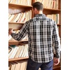 COOFANDY Men’s Sherpa Lined Flannel Shirt Jacket Long Sleeve Button Up Fleece Plaid Shirts(Black)