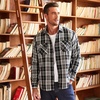 COOFANDY Men’s Sherpa Lined Flannel Shirt Jacket Long Sleeve Button Up Fleece Plaid Shirts(Black)