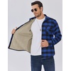 COOFANDY Men’s Sherpa Lined Flannel Shirt Jacket Long Sleeve Button Up Fleece Plaid Shirts(Blue/Black)