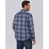 COOFANDY Men’s Sherpa Lined Flannel Shirt Jacket Long Sleeve Button Up Fleece Plaid Shirts(Dark Blue)