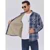 COOFANDY Men’s Sherpa Lined Flannel Shirt Jacket Long Sleeve Button Up Fleece Plaid Shirts(Dark Blue)